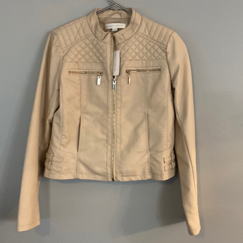 Faux leather cream colored jacket